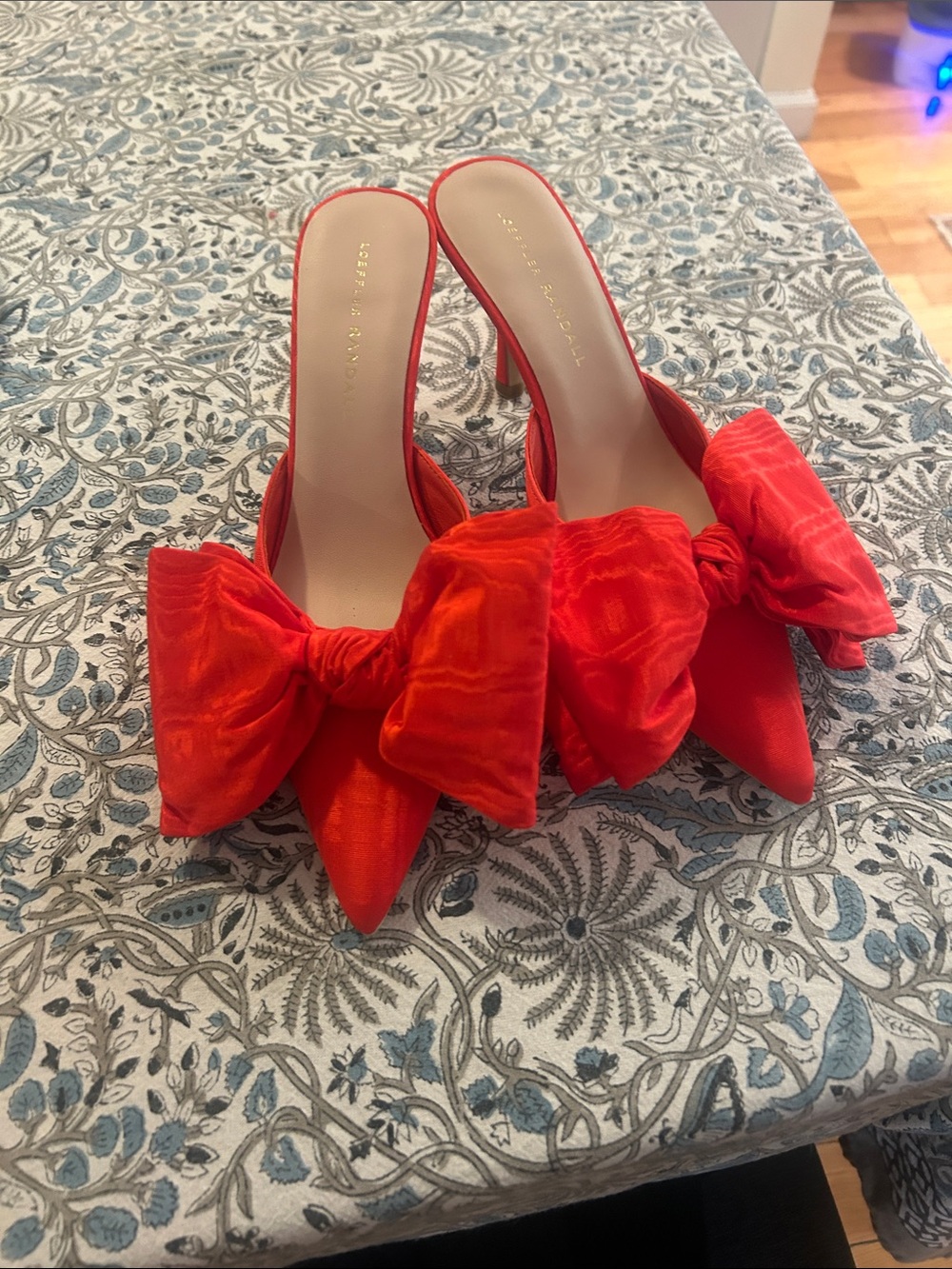 Loeffler Randall Red Pointed-Toe Bow Mules